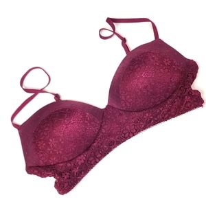 Victoria's Secret  padded demi lace lounge bra in merlot color size Medium